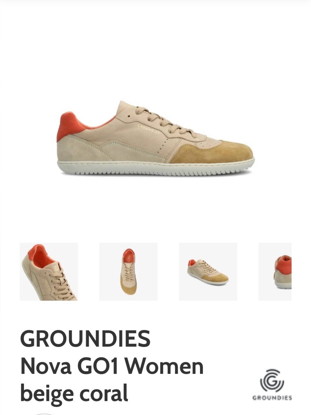 Women’s Groundies Nova GO1 sneakers US sz 7 / EU 37 EUC WORN ONCE- beige & coral